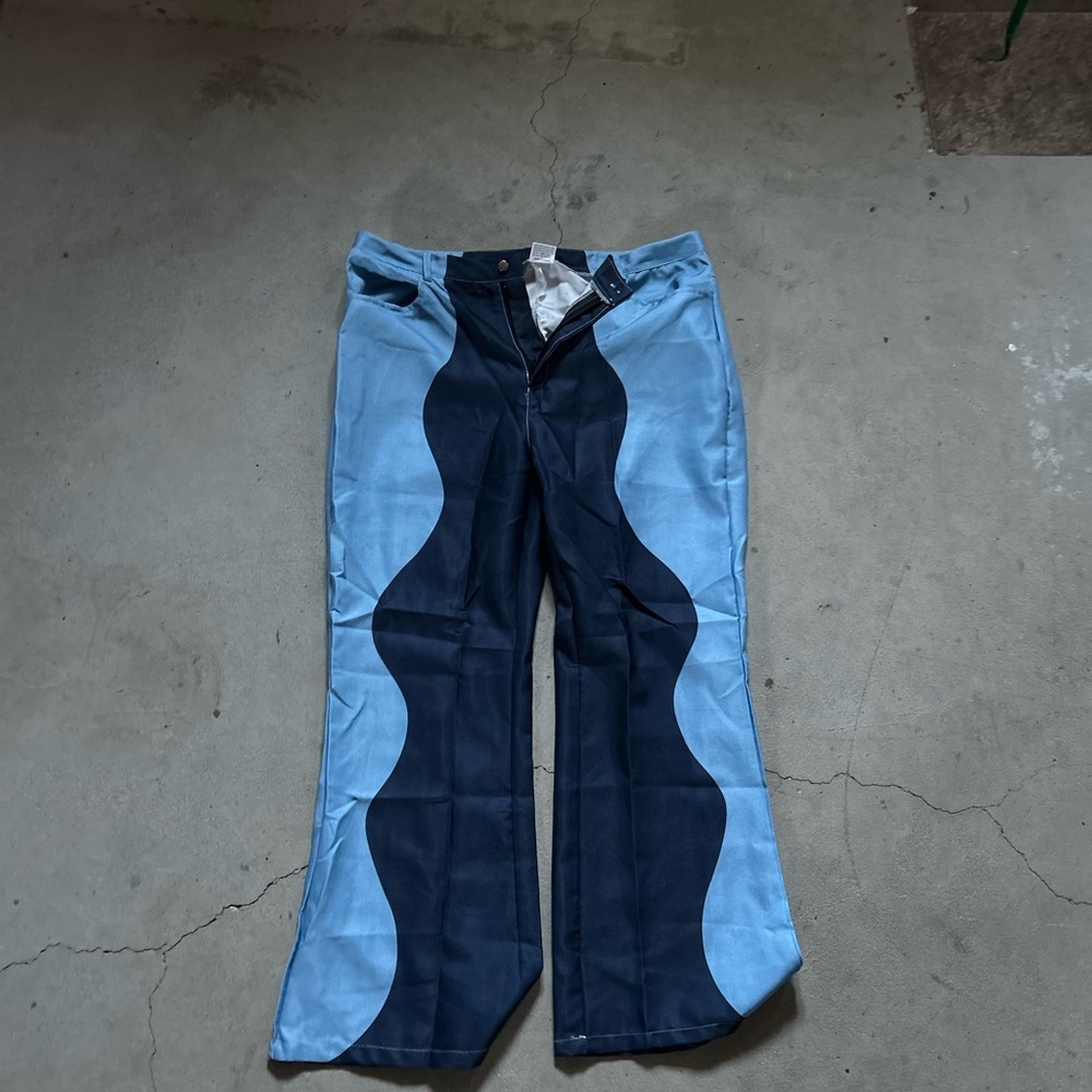 Blue and Black Wave Pattern Pants
